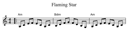 Flaming Star - staff notation