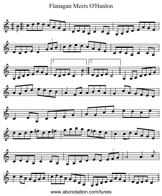 Flanagan Meets O'Hanlon - staff notation