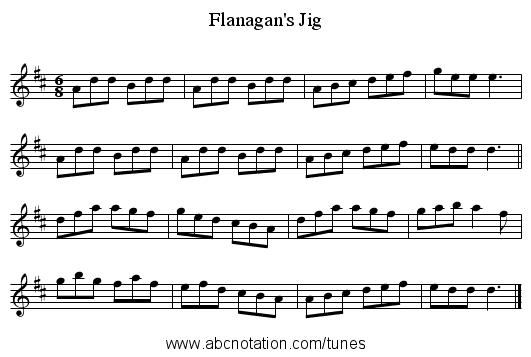 Flanagan's Jig - staff notation