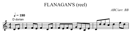 FLANAGAN'S (reel) - staff notation