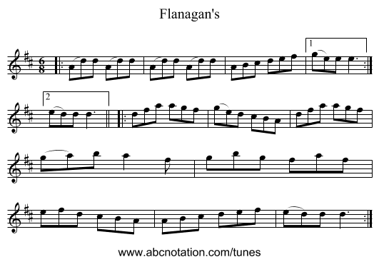 Flanagan's - staff notation