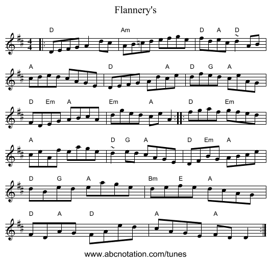 Flannery's - staff notation