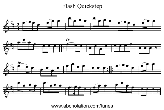 Flash Quickstep - staff notation