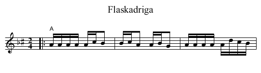 Flaskadriga - staff notation
