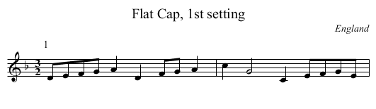 Flat Cap, 1st setting - staff notation