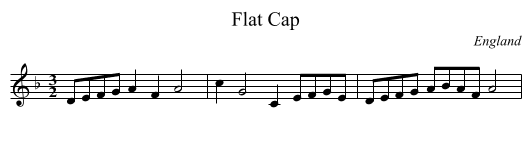 Flat Cap - staff notation
