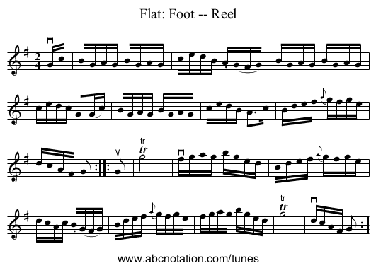 Flat: Foot -- Reel - staff notation
