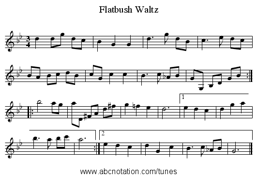 Flatbush Waltz - staff notation