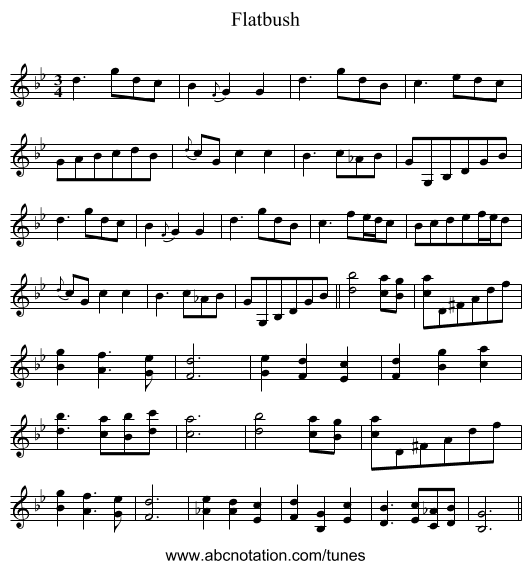 Flatbush - staff notation