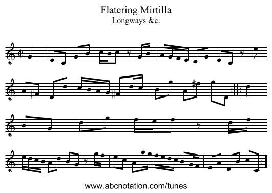 Flatering Mirtilla - staff notation