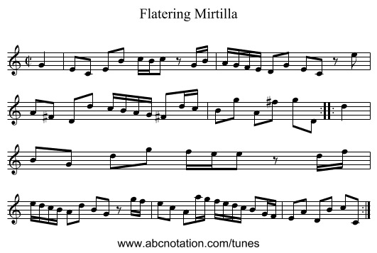 Flatering Mirtilla - staff notation