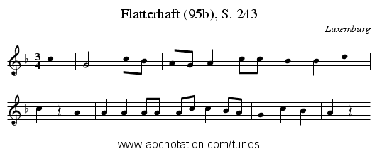 Flatterhaft (95b), S. 243 - staff notation