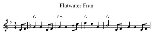 Flatwater Fran - staff notation