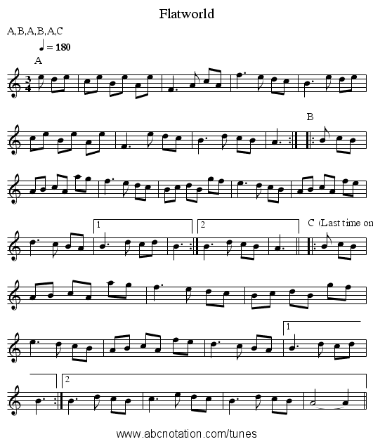 Flatworld - staff notation