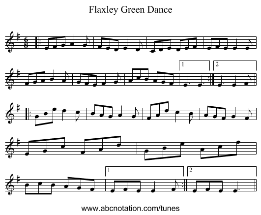 Flaxley Green Dance - staff notation