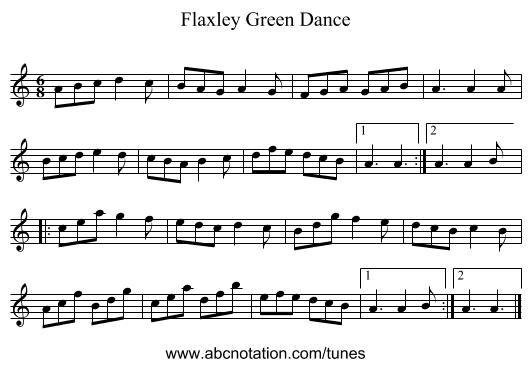 Flaxley Green Dance - staff notation
