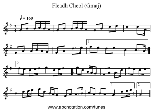 Fleadh Cheol (Gmaj) - staff notation
