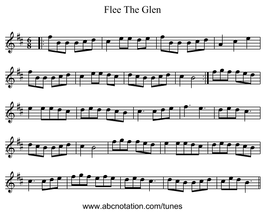 Flee The Glen - staff notation