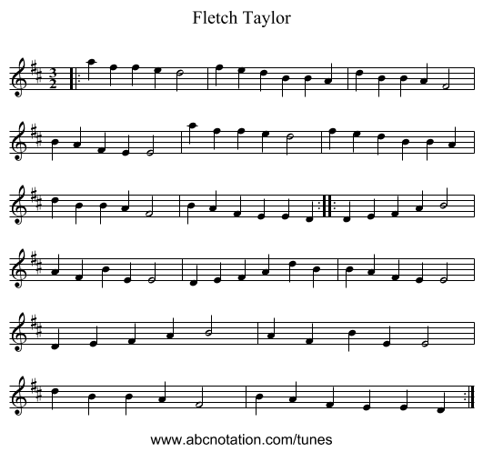 Fletch Taylor - staff notation