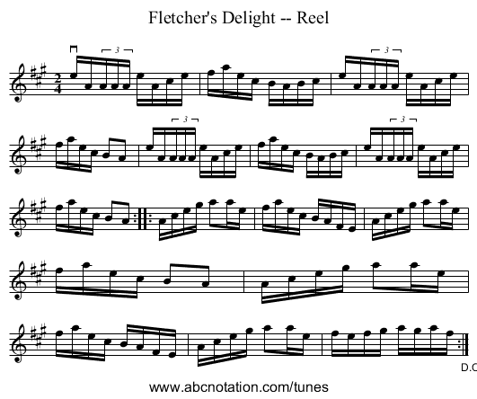 Fletcher's Delight -- Reel - staff notation