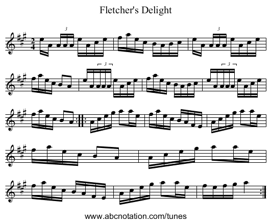Fletcher's Delight - staff notation