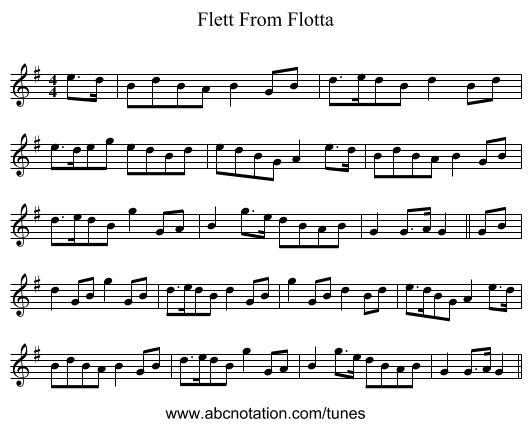 Flett From Flotta - staff notation