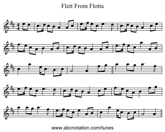 Flett From Flotta - staff notation