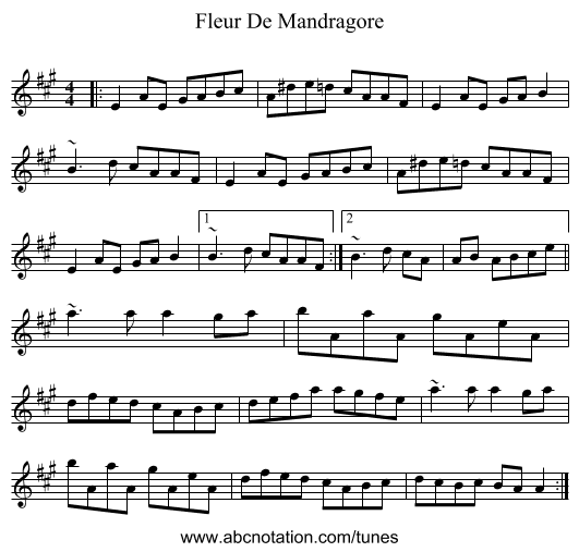 Fleur De Mandragore - staff notation