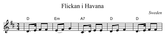 Flickan i Havana - staff notation