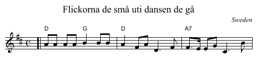 Flickorna de sm&aring; uti dansen de g&aring; - staff notation