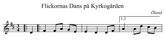 Flickornas Dans p&aring; Kyrkog&aring;rden - staff notation