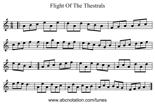 Flight Of The Thestrals - staff notation