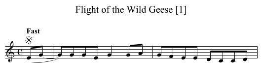 Flight of the Wild Geese [1] - staff notation