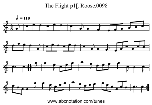 Flight p1[. Roose.0098, The - staff notation