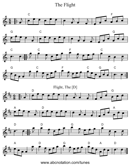 Flight, The - staff notation