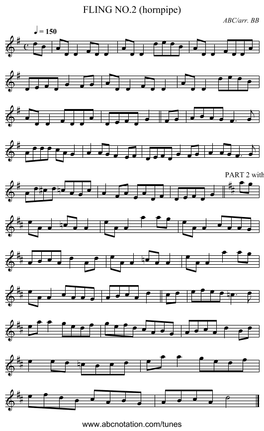 FLING NO.2 (hornpipe) - staff notation