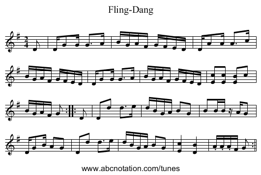 Fling-Dang - staff notation