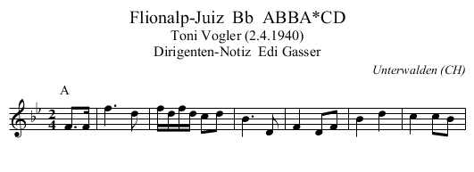 Flionalp-Juiz  Bb  ABBA*CD - staff notation