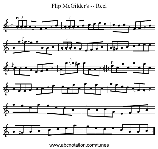Flip McGilder's -- Reel - staff notation