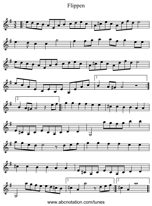 Flippen - staff notation