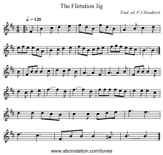 Flirtation Jig, The - staff notation