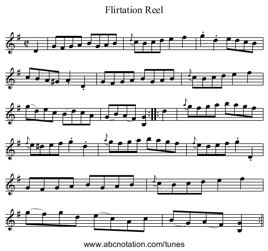 Flirtation Reel - staff notation