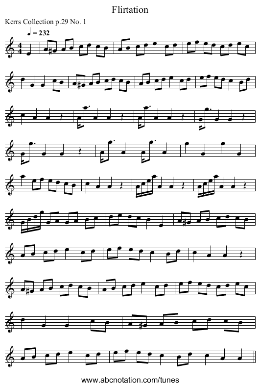 Flirtation - staff notation