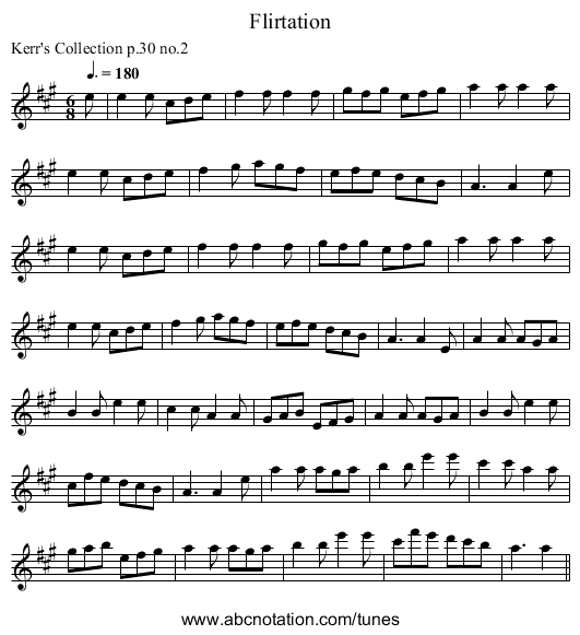 Flirtation - staff notation