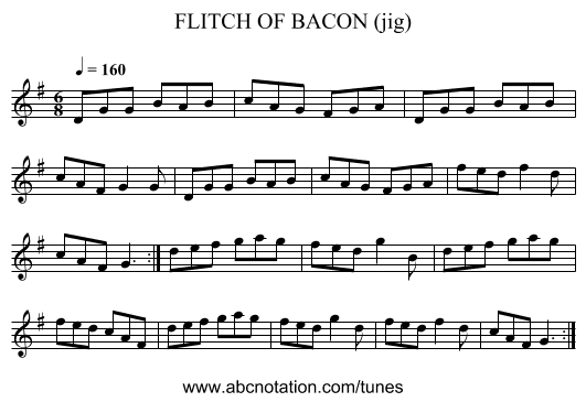 FLITCH OF BACON (jig) - staff notation