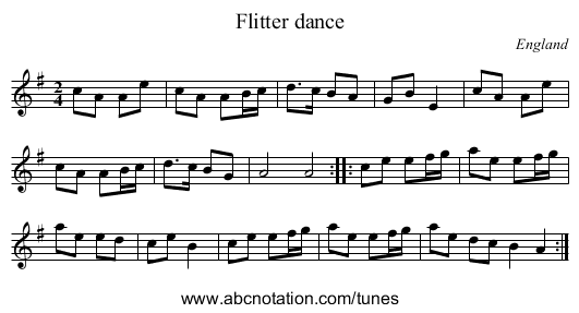 Flitter dance - staff notation