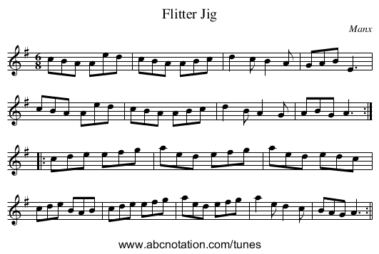 Flitter Jig - staff notation