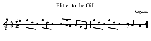 Flitter to the Gill - staff notation