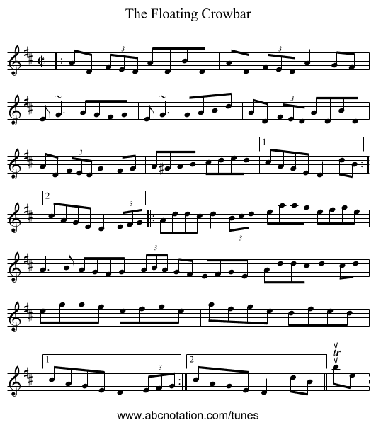 Floating Crowbar, The - staff notation