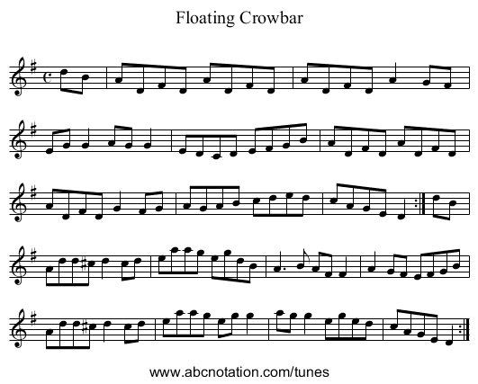 Floating Crowbar - staff notation